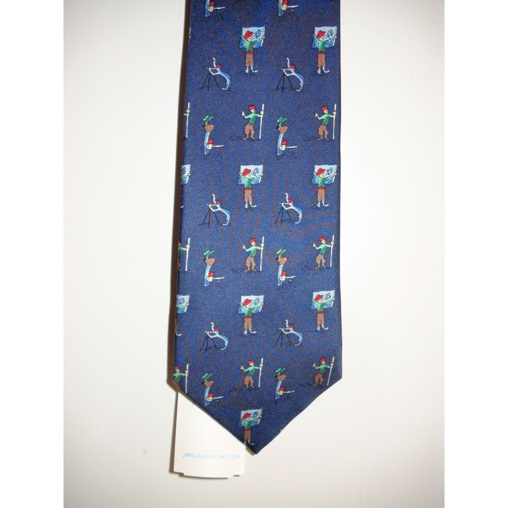 J McLaughlin Silk Blue Golfer Tie